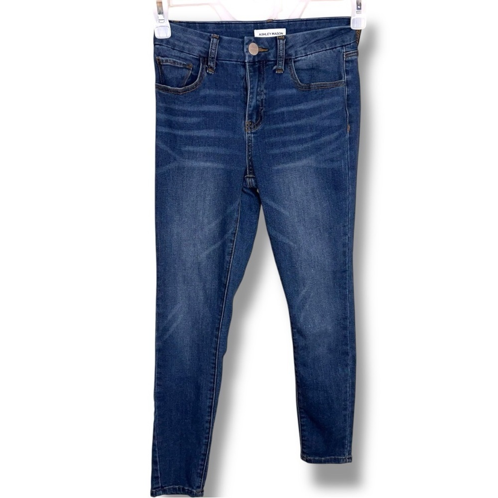 Size 1 Ashley Mason Blue Stretch Denim Jeans Cotton Blend Skinny Style